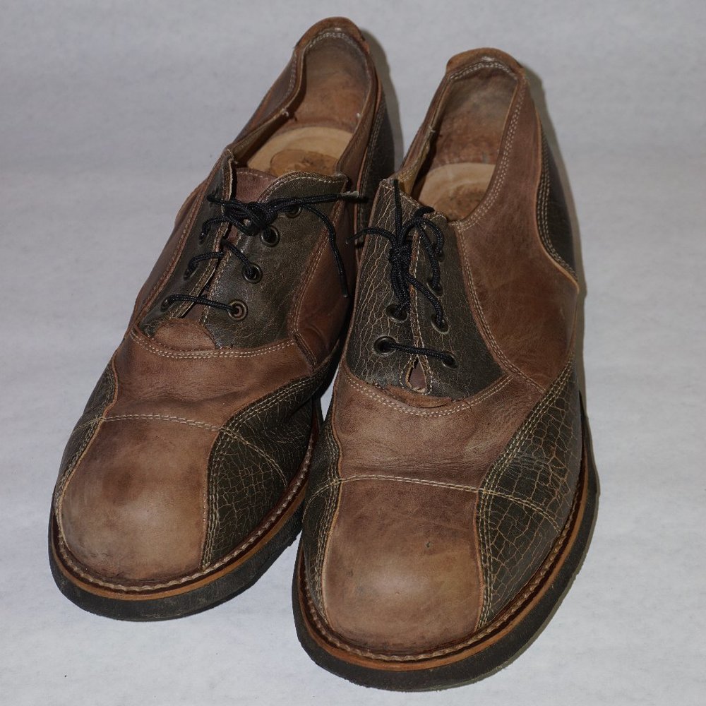 John Fluevog Rare Distressed Two Tone Oxfords M 11.5